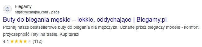 Przykład zoptymalizowanego meta tytułu i meta opisu strony.