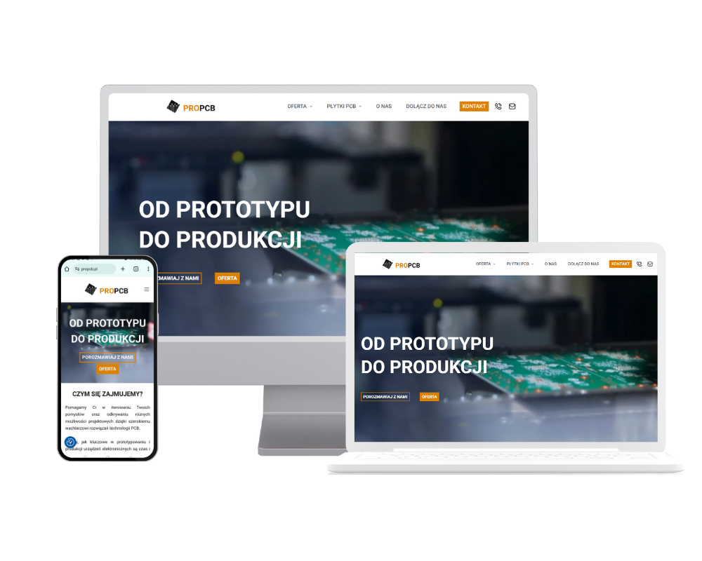 Realizacja strony PRO PCB - podgląd na trzech urządzeniach.